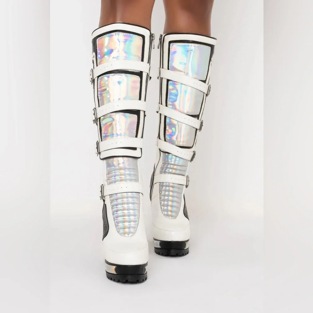 NWOT Azalea Wang Stargazer Chunky Boots 7 - Picture 3 of 8